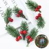 10/20pcs Christmas Red Berry Pine Cone Holly Branches Artificial Pine Needles Xmas Tree Ornament Home Decoration DIY Wreath Gift