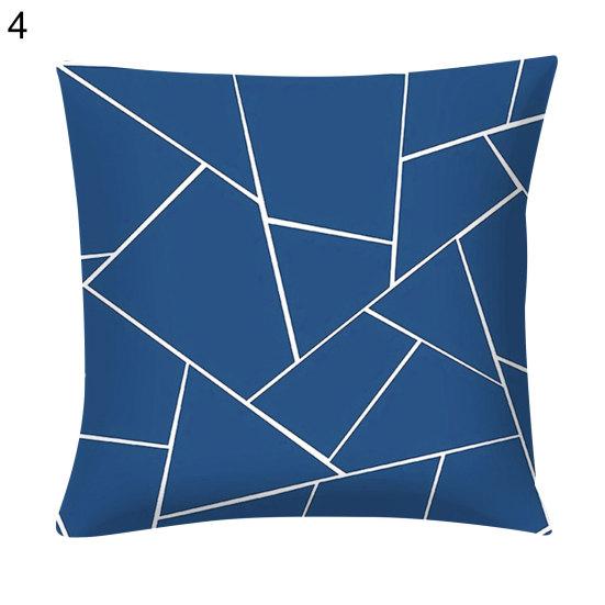 Blue Geometric Printed Throw Square Pillow Cover Sofa Chair Cushion Pillowcase