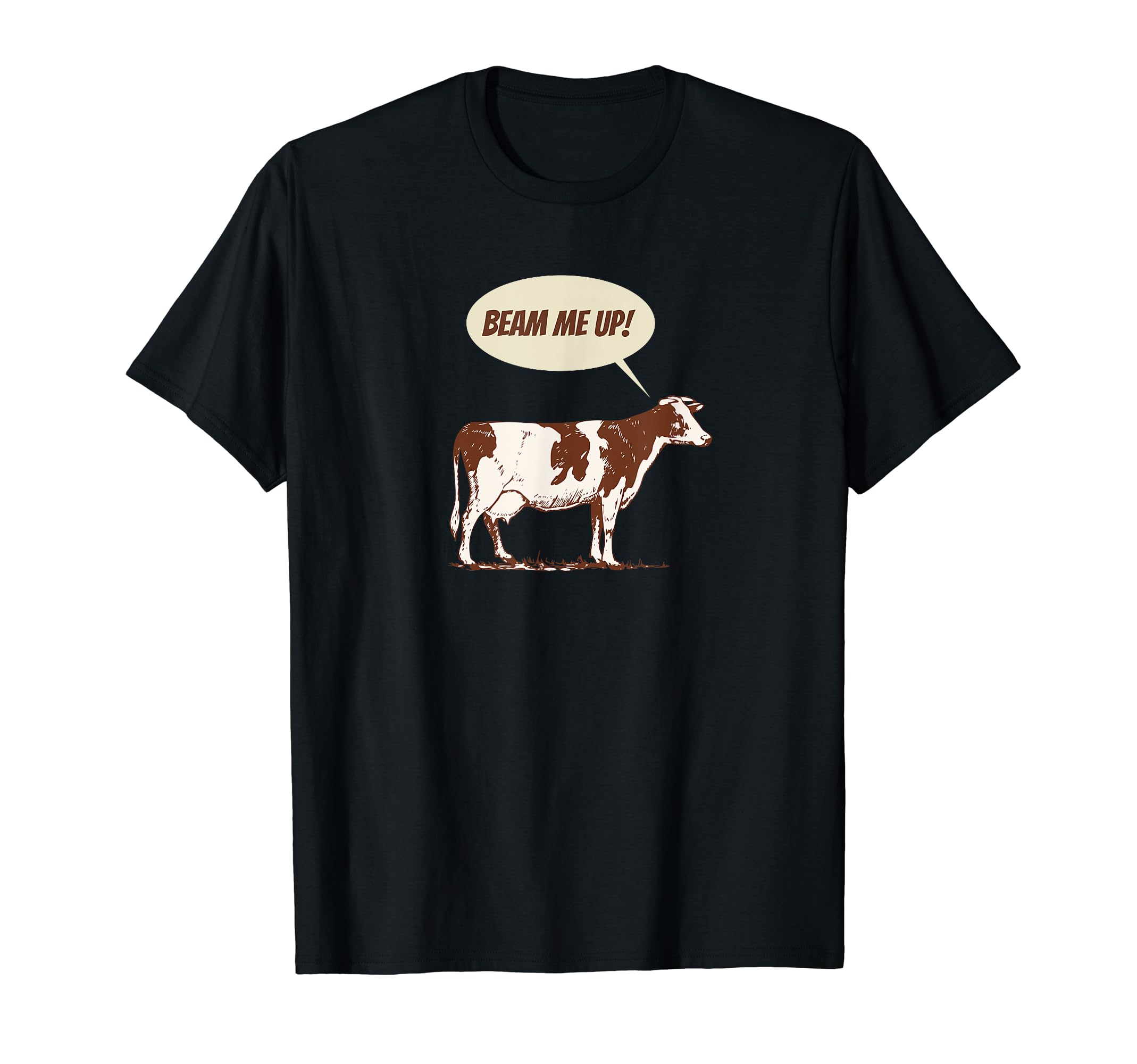 

Funny Cow Saying Beam Me Comic Up! T-shirt чорний