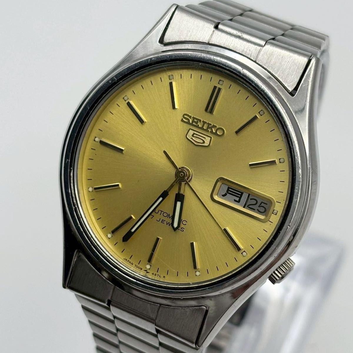 [Operation/Automatic Winding] SEIKO5 17 Jewels Gold x Silver Men s Watch Mechanical Seiko Five AT