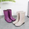 Rain Boots Women's Fashion Style Outer Wear Mid-tube Water Shoes Overshoes Water Boots Rubber Shoes Waterproof Non-slip Women's Adult Rain Boots