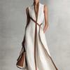 Women's Casual Dresses Sleeveless Lace Up Dresses for Woman 2026 Summer Simple Loose Cotton Linen Long Dress Ropa Para Muje Robe