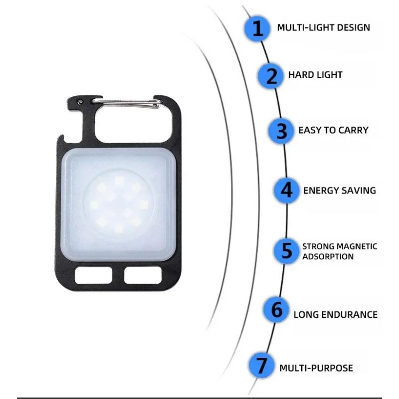 Portable Keychain Light Mini Multifunctional Camping Flashlight USB Rechargeable Work LED Bright COB Pocket Clip Lantern