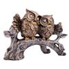 Owl Family Sitting On Tree Decorative Bird Showpieces Statue - Copper & Silver