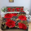 Red Rose King Queen Duvet Cover Valentine's Day Wedding Couple Flower Bedding Set 2/3Pcs Love Heart Floral Polyester Quilt Cover