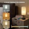 E27 bulb desk lamp with USB port circular linen lampshade suitable for bedroom bedside table decoration light without bulb