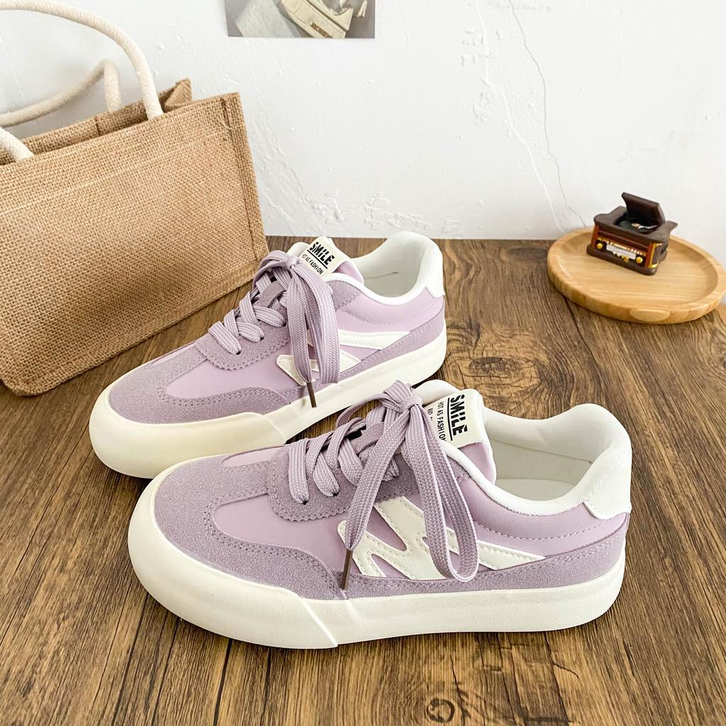 G1397 latex insole/platform German training shoes women's retro round head Hong Kong style white shoes casual board shoes 2025 new