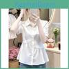 Polyester Casual Shirt For Women Summer Oversized Slimming Short Sleeve Blouse