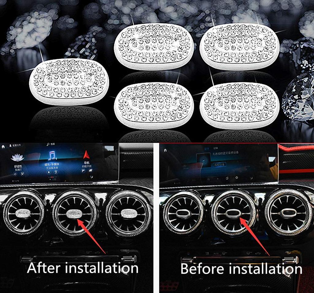 HAILWH Bling Interior Accessories Rhinestone Accessories Applique Cover for Mercedes Benz A Class GLB
