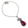 Gema de Jade Rojo Natural Hecho a Mano Joyería de Plata de Ley 925 Collar 18" ASN-6083