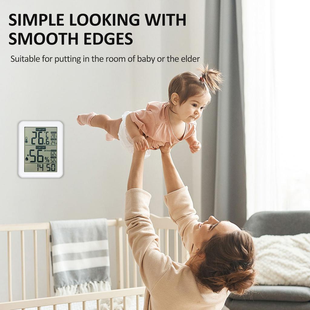 HABOTEST Mini Digital Hygrometer and Thermometer Indoor Humidity Meter Room Temperature Sensor with Stand and Hole