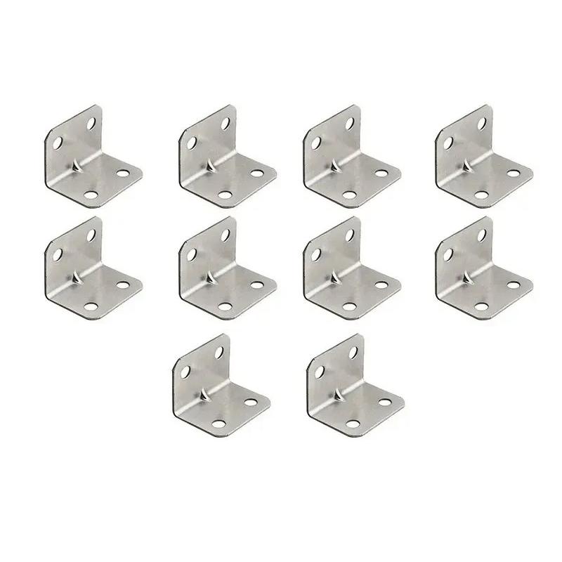 20pcs Stainless Steel L-Shaped Corner Code 90 Degree Laminated Furniture Plate Hardware Right Angle Bracket Cabinets Small