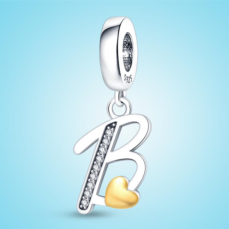 Marke Neueste Ankunft Kompatibel Mit Kupfermetall Authentisch Original Armbänder 26 Alphabet A-Z Buchstaben Kupfermetall Anhänger Perlen Komponenten Perle
