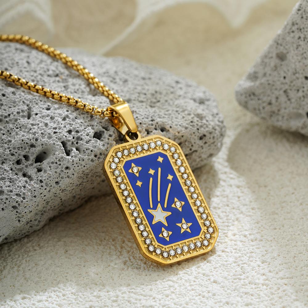 Tarot Card Neckalce Stainless Steel for Women Men Evil Eye Star Moon Sun Lovers One Piece Choker Original Design Jewelry Gifts
