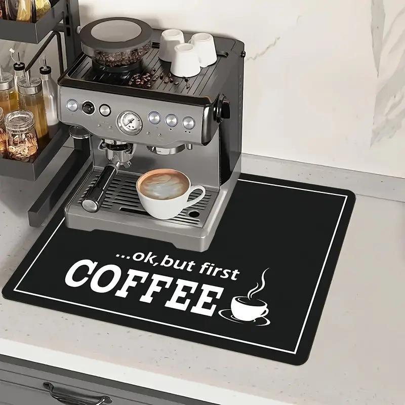 Creative Pattern Printed Coffee Machine Mat Desktop Drainage Pads Kitchen Countertop Quick Water Absorbing Utensil Drain Pad Washable Mats 1pcs