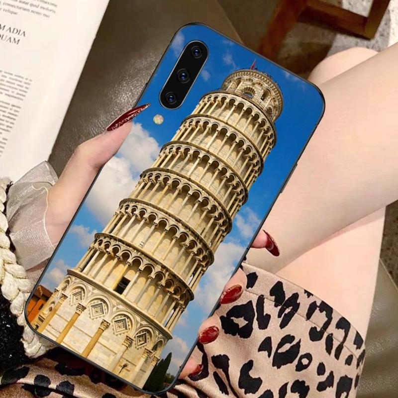 Pouzdro na telefon Šikmá věž v Pise pro Samsung A91 A81 A73 A72 A71 A30S A20 A12 A13 A52 A53 4G 5G Měkký černý kryt na telefon