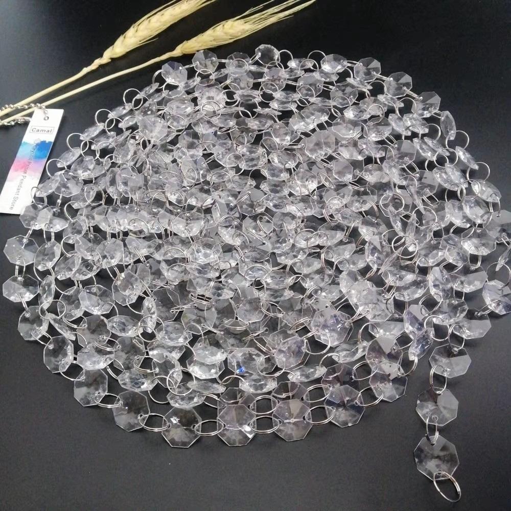 DIY 5Meters Octagonal Bead Curtain Crystal Acrylic Garland Strand Clear Hanging Diamond Chain Party Decorations