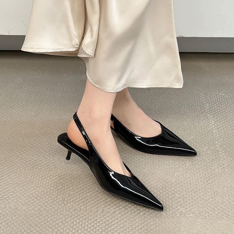 Fashion Fashion Shallow Elegant Women Heeled Sandals Shoes Female Buckle Strap Footwear Pointed Toe Ladies Low Heel Sandals Shoes Pumps