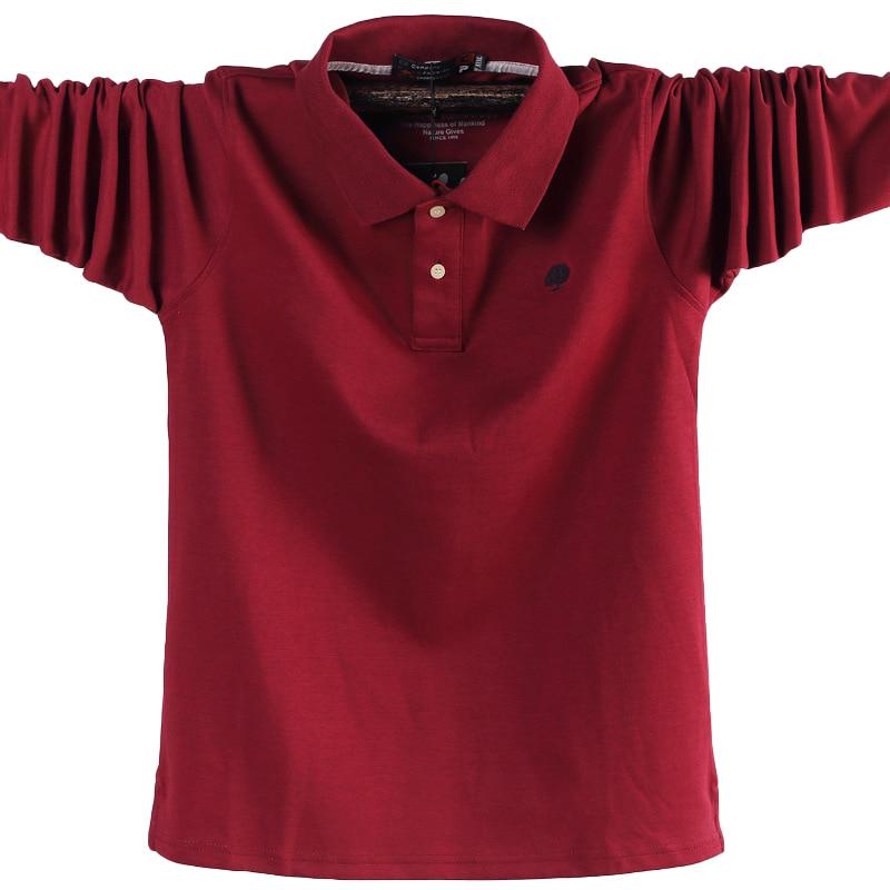 Neue Männer Polo-Shirt Langarm Polo-Shirt Business Casual Baumwolle Männlichen Top Tees Plus Größe 6XL