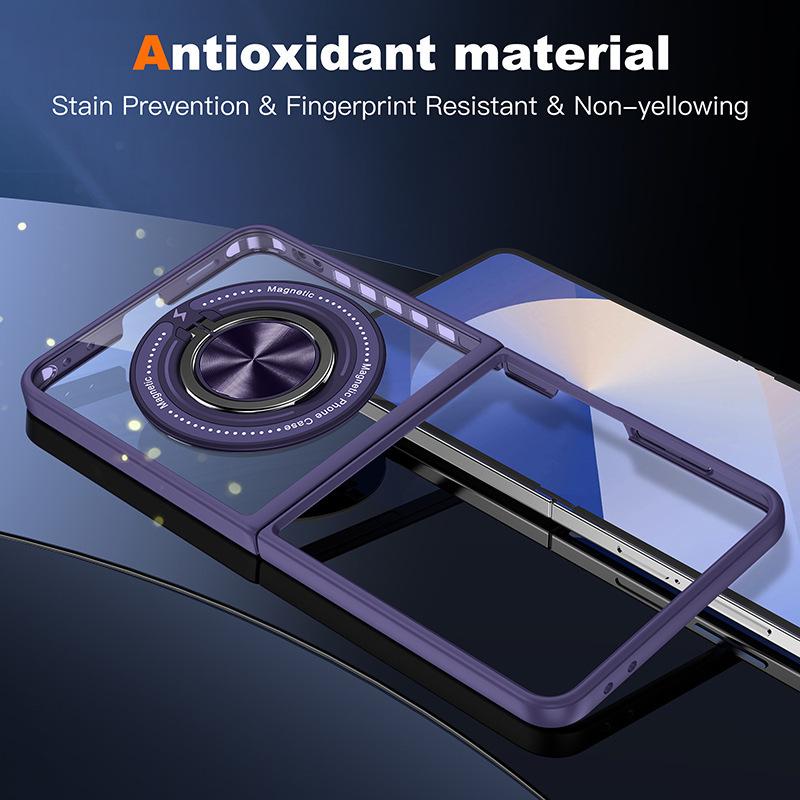 Samsung Z Flip7/6/5 360° Rotating Magnetic Wireless Charging Drop-Proof Clear Case