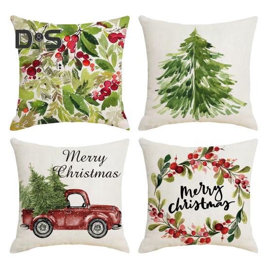 

Наволочки с принтом листьев в рождественском стиле с потайной молнией для дивана, наволочка для подушки на Новый год, наволочка для офиса 45x45cm 4pcs