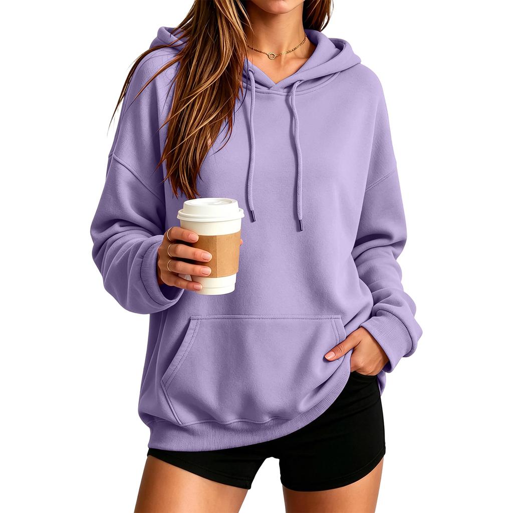 Unisex Hoodie Color Long Sleeve Loose Fit Plus Size Casual Pullover