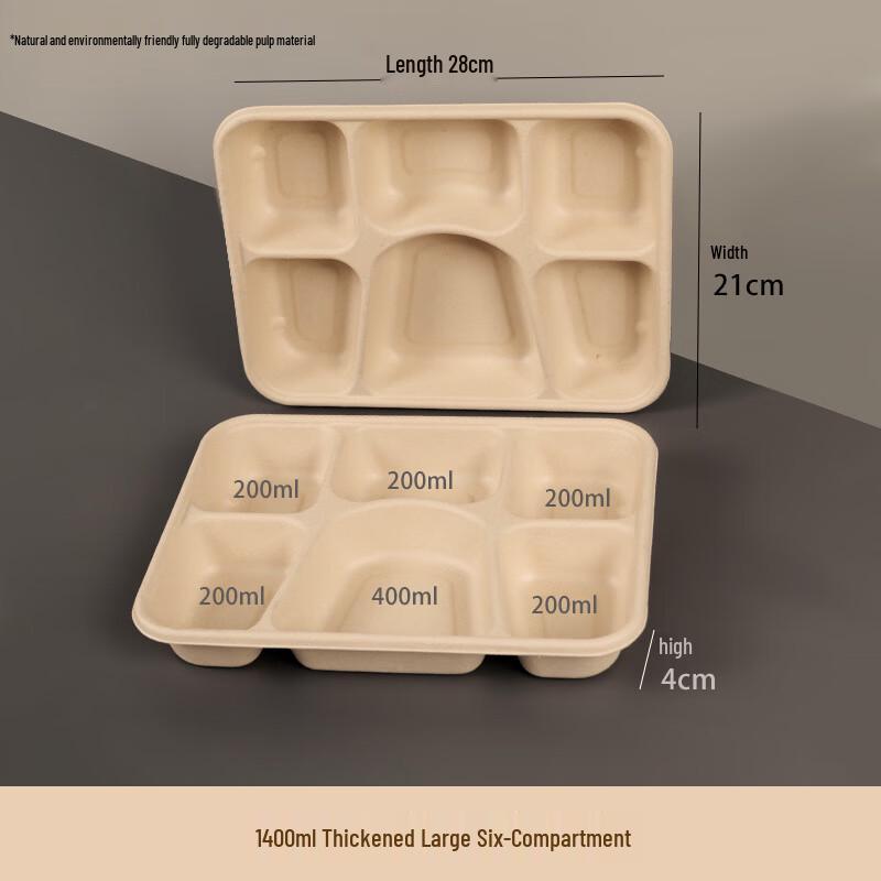 Disposable 6-Compartment Paper Meal Box