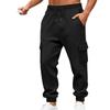 Spring and autumn jacquard checkered jogger pants, casual long pants for men, versatile and stylish multi-pocket trousers