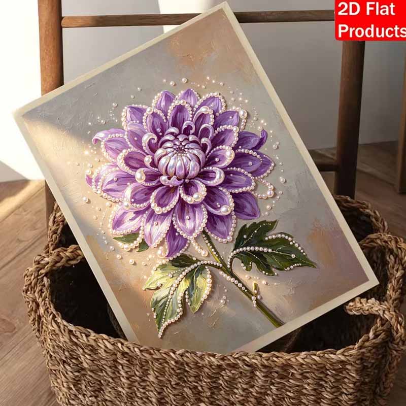 Pearl painting kit DIY purple dahlia flower wall art home decoration painting