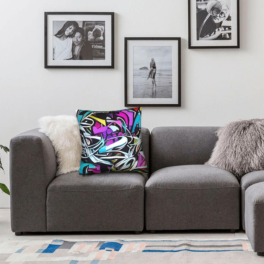 Pillow Cover Cartoon Cute Doodle Novelty Pillow Case For Couch Sofa Bedroom Pillowcases