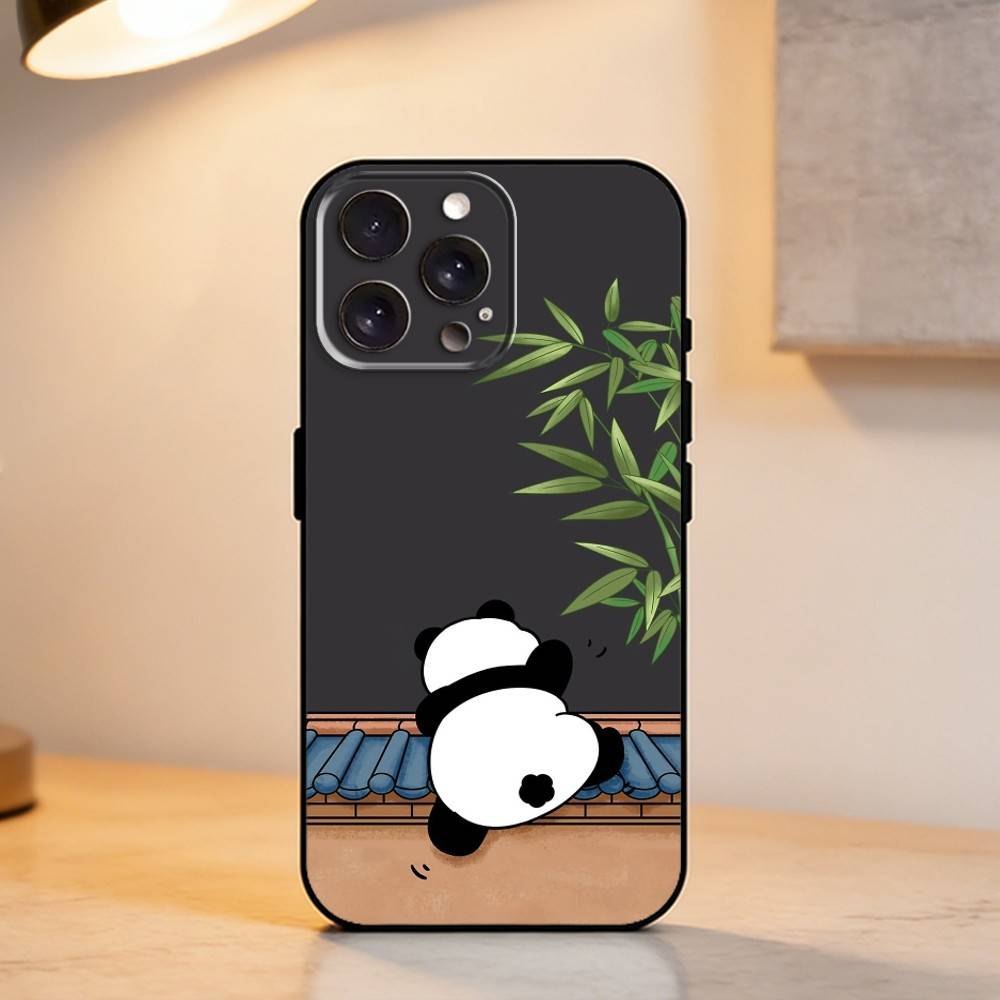 P-Panda illustration Phone Case For iPhone 17,16,15,14,13,12,11 Plus,Pro Max,XS,Soft Silicone Black Cover iPhone16se4