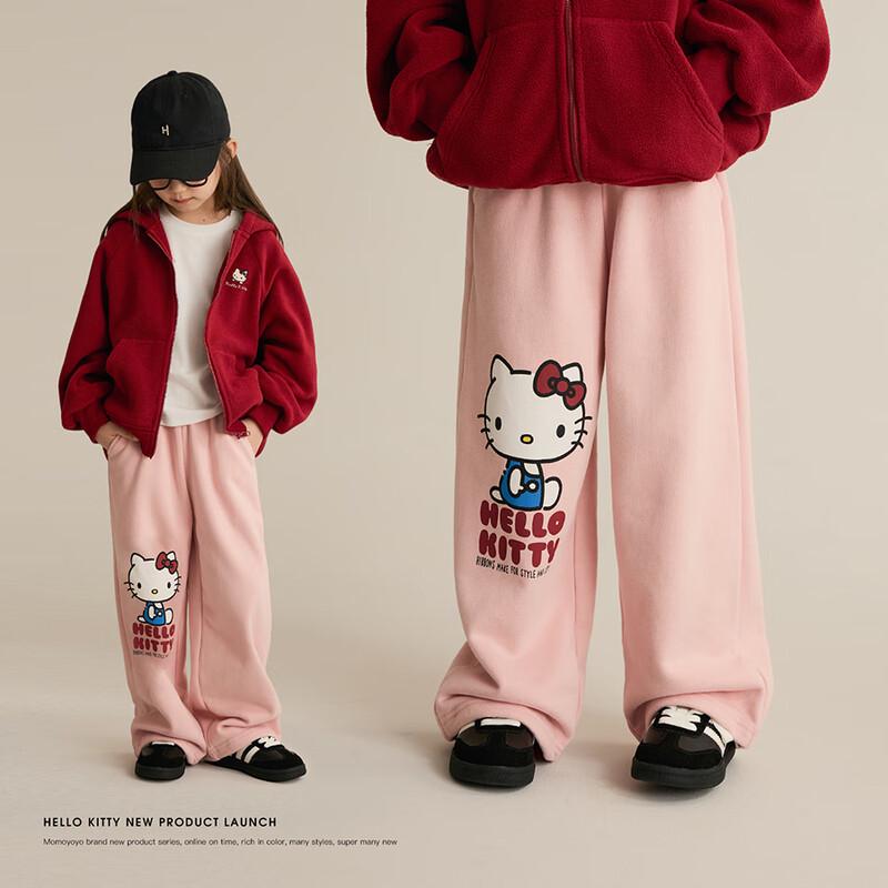 Прямые брюки для девочек Hello Kitty с плюшевой подкладкой 160