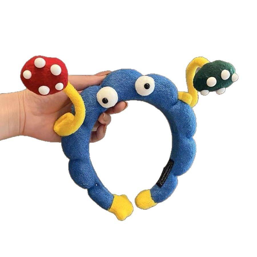 Cute Big Eyes Plush Hair Hoop For Girls Handmade High Top Headband For Face Washing Bath Skincare Fun Hair Accessories