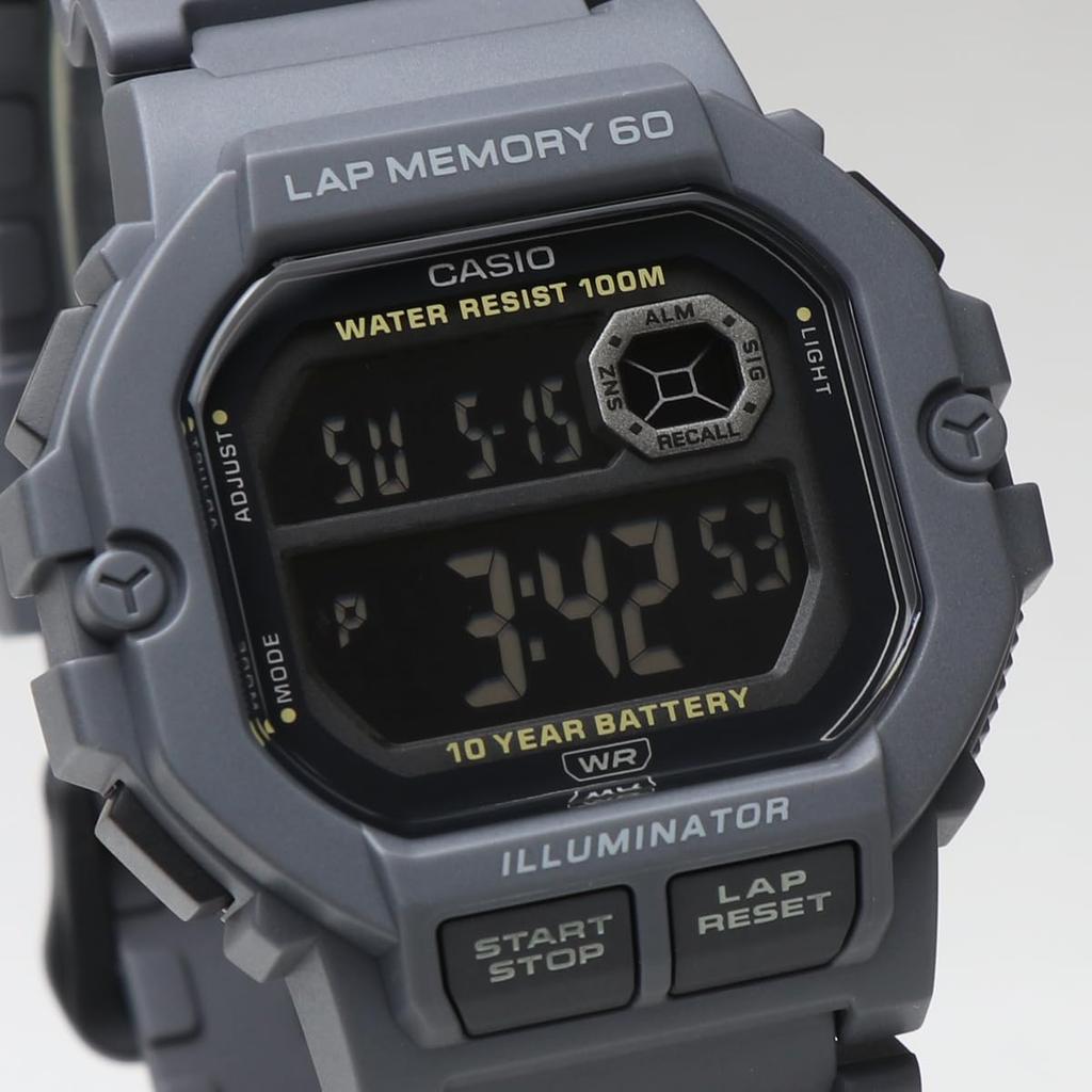 Casio Square Digital Watch WS-1400H Sports Running Lap Memory 60 Gray