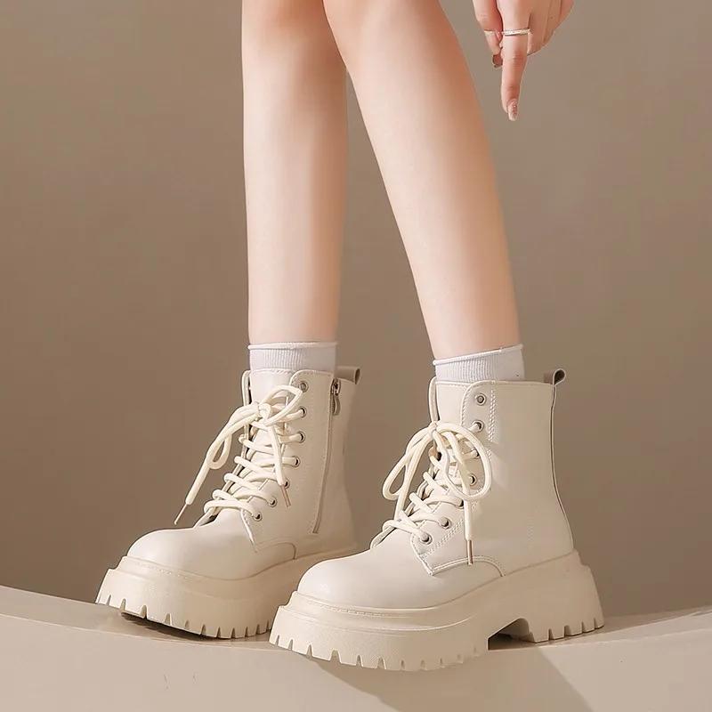 Shoes for Women Winter Boots Fashion Wool Warm White Pu Leather Women Socks Boots Non-Slip Shoes Short Boots