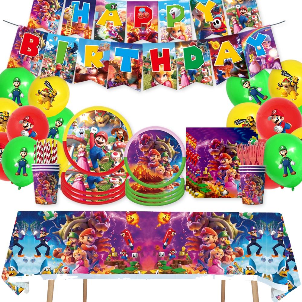 Mario Movie Kids Birthday Party Decoration Banner Tableware Supplies