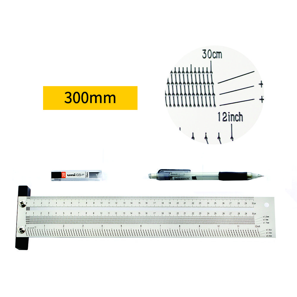 High Precision Metric 300mm Hole Ruler T Type Woodwork Scribbling Marking Stainless Line Gauge Carpenter Measuring Tool