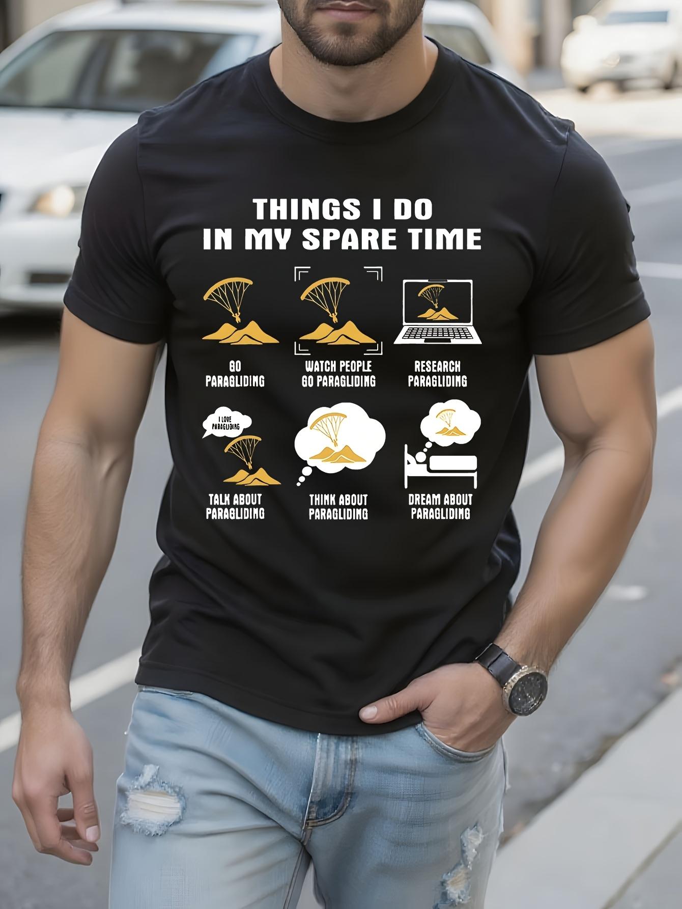with Funny Paragliding Print 6 Hobby Humorous Designs T-shirt L