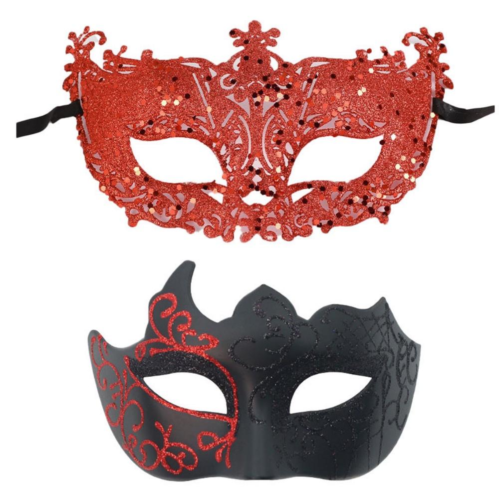 Painted Couple Masks Venetian Masquerade Party Mask Plastic Eye Mask Carnival Performance Party Dance Costume Cosplay Accessorie