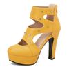 Fashion Women Sandals Round Toe Chunky Heels 12cm Platform 3.5cm Zipper Crystal Plus Size 48 49 50 Party Shoes