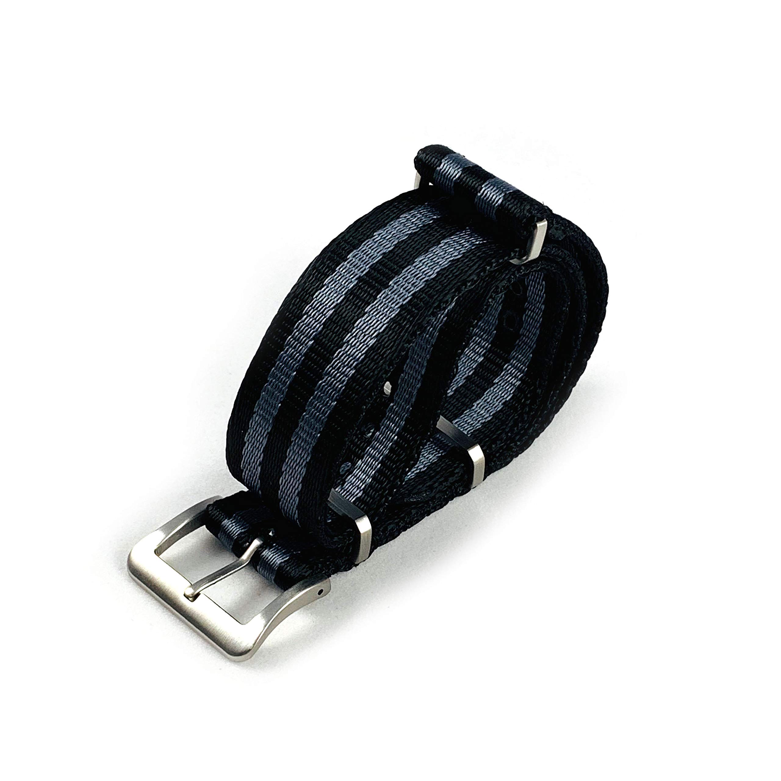 

часы ремешок премиум G10 НАТО типа нейлоновый черно-серый две полосы [Военно-морской Ко.], (20мм)