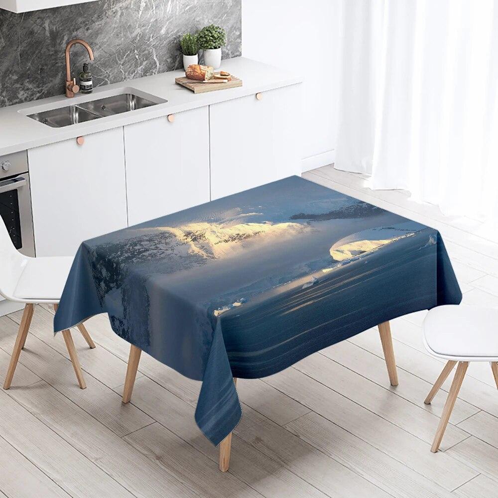 Natural Scenery Tablecloth Outdoor Camping  Anti-fouling Waterproof Rectangular  Home Table Decoration