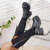 Non-Knee High Boots Autumn New Round Toe Spliced Side Zipper Platform Non-Slip Wear-Resistant Block Heel Single Boots