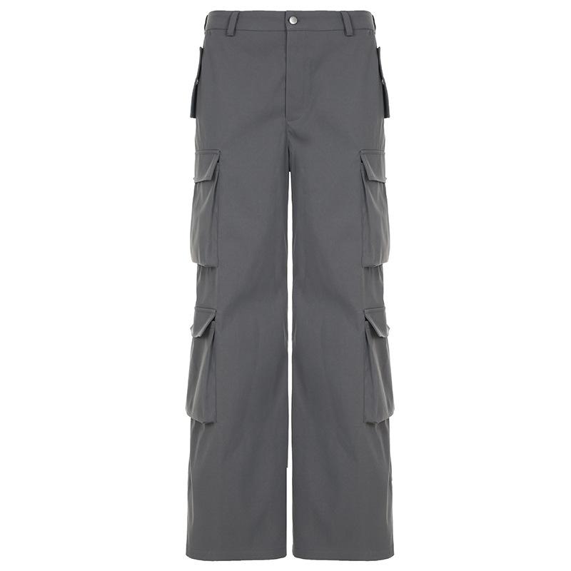 

Женские свободные брюки-карго с несколькими карманами и низкой посадкой в стиле ретро с низкой посадкой L серый