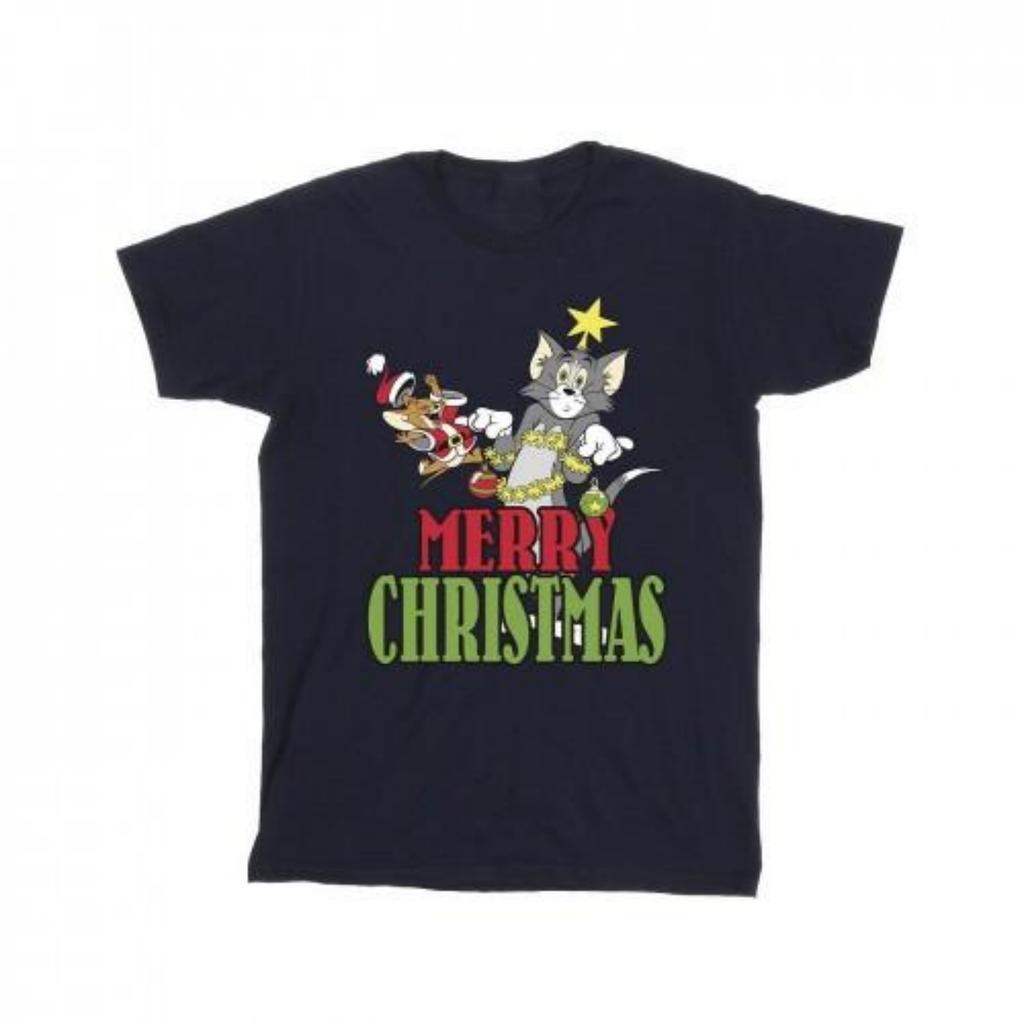 Tom and Jerry Mens Merry Christmas Baubles T-Shirt