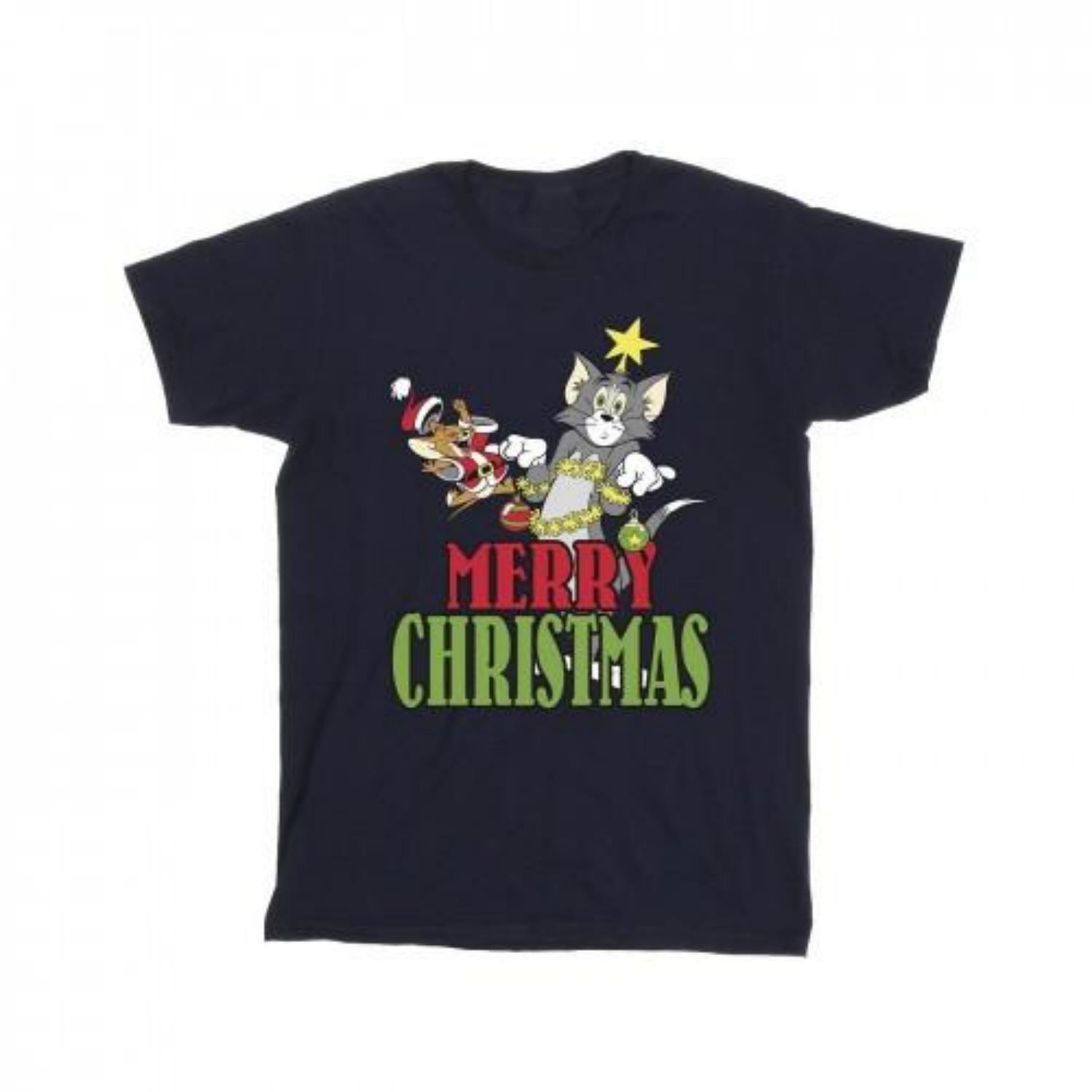 Tom and Jerry Mens Merry Christmas Baubles T-Shirt S разноцветный