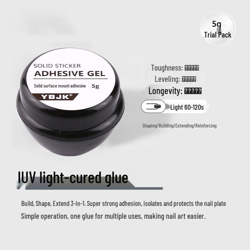 UV Solid Nail Gel Kit: Light-Cured and Strong Adhesive Glue with Nail Remover Spray for Nail Art