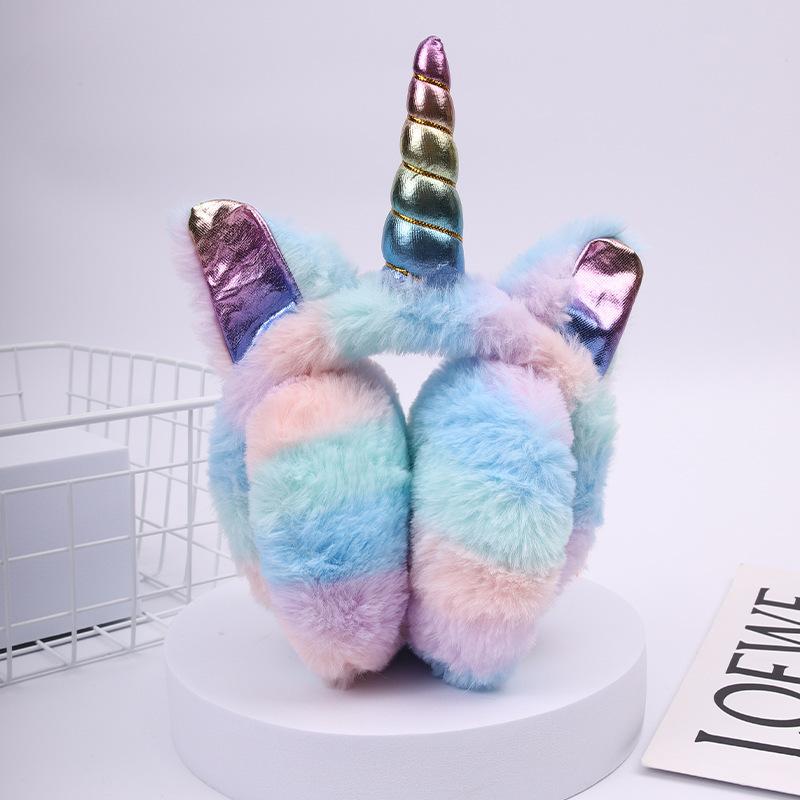 Ear Unicorn Winter Muff Pink Star Kawaii Rainbow Warm Headphones Girl Gift Child