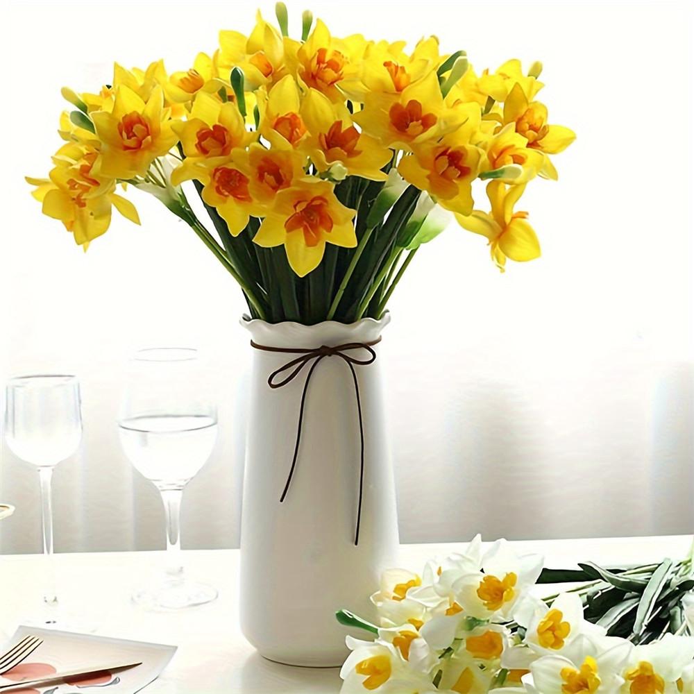 3/5 Pack Artificial Daffodil Swags Plastic Faux Narcissus Flower Bundle for Home Decor