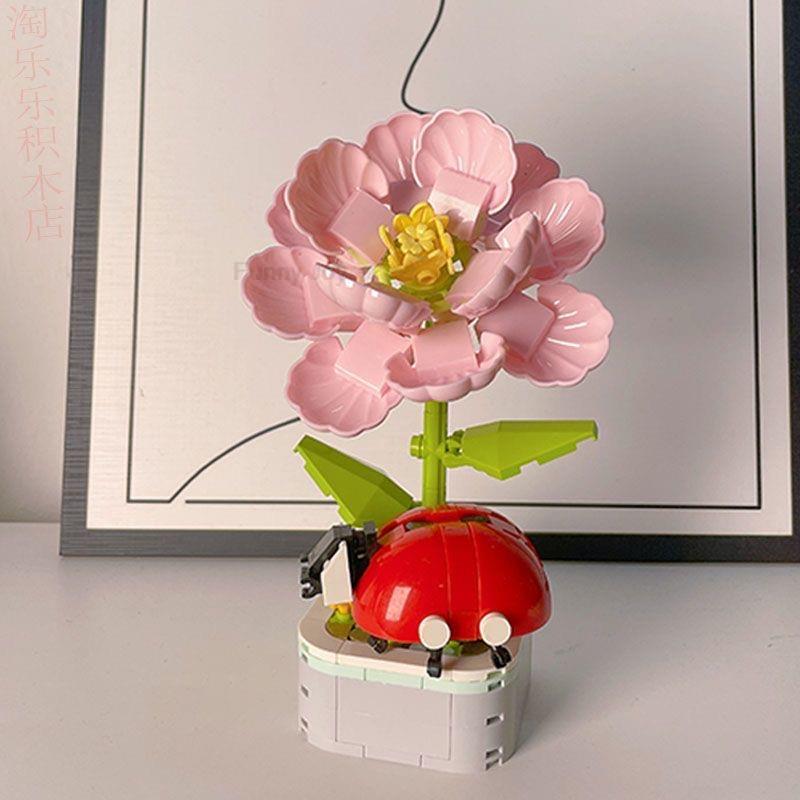Kalıcı Buket Lale Çiçeği Yapı Taşı 3D Model Ev Dekorasyonu Bitki Saksıda Montaj Tuğlaları Sevgililer Günü Çocuk Hediyeleri